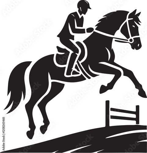 Horse Rider icon silhouette vector with white background