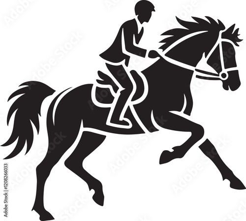 Horse Rider icon silhouette vector with white background