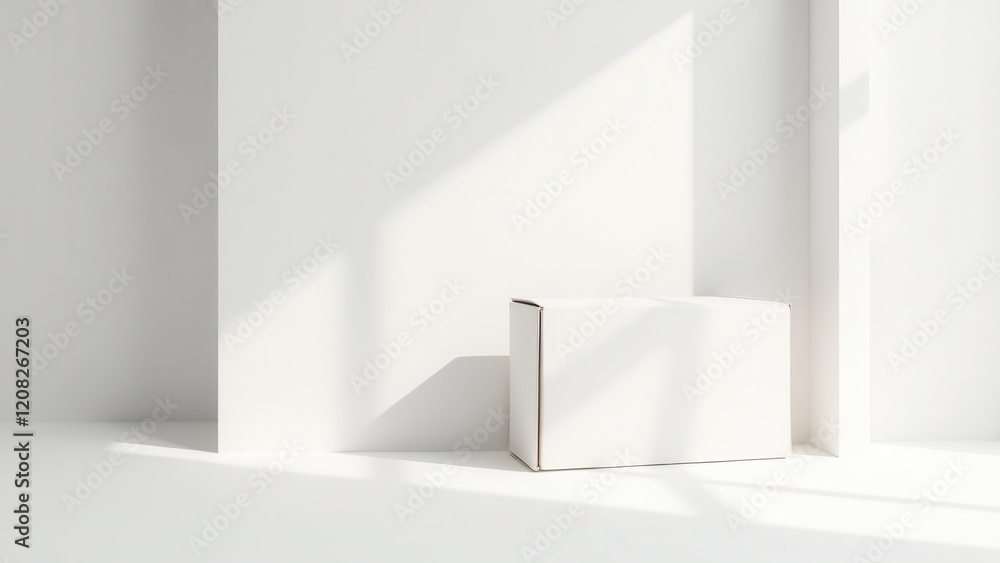 Fototapeta premium Subscription Box Mockup, Minimalist studio modern branding on a closed subscription box photorealistic.