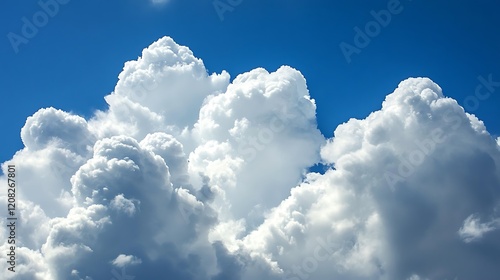 White Cumulus Clouds Against A Vivid Blue Sky photo