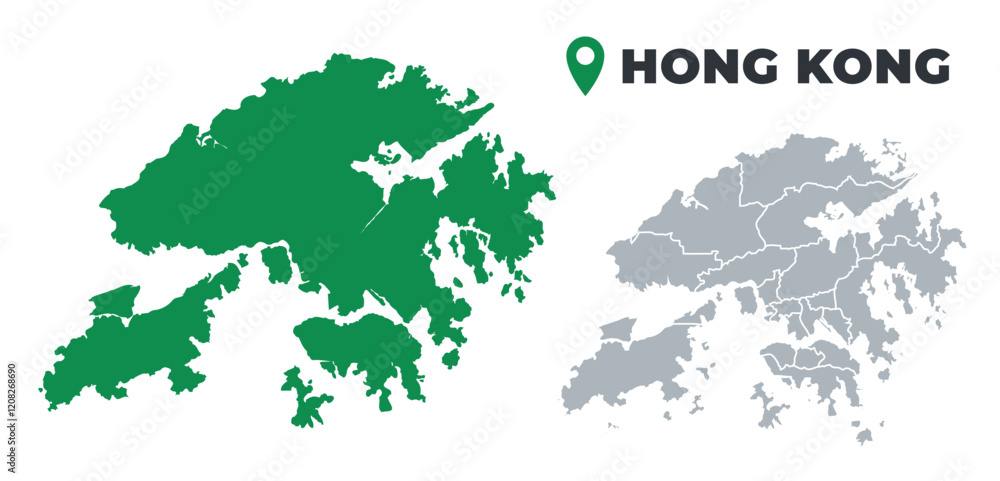 Fototapeta premium Hong Kong map simple flat outline vector set