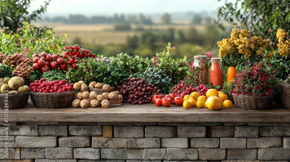 Fresh produce on a vibrant market display Fresh produce on a vibrant market display