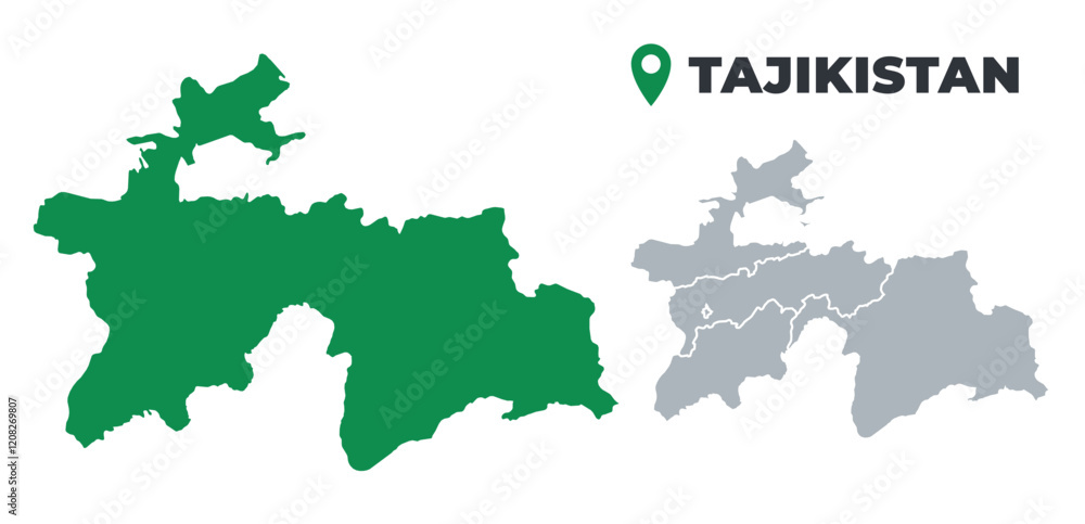 Obraz premium Tajikistan map simple flat outline vector set