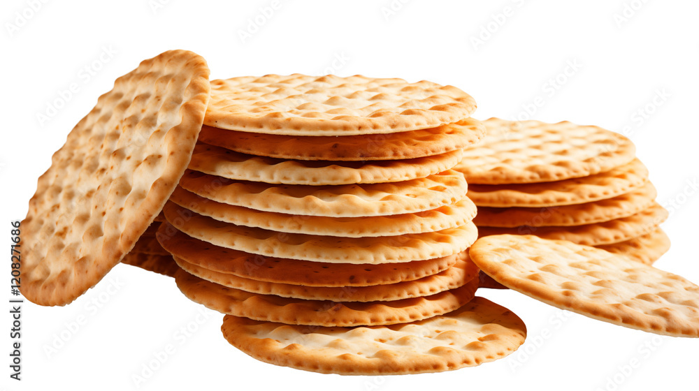 A stack of round sandwich crackers with creamy filling, arranged on a rustic wooden table, studio view, isolated on transparent background. A stack of round sandwich crackers with creamy filling, arranged on a rustic wooden table, studio view, isolated on transparent background.