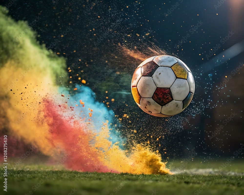 Naklejka premium soccer ball in fire