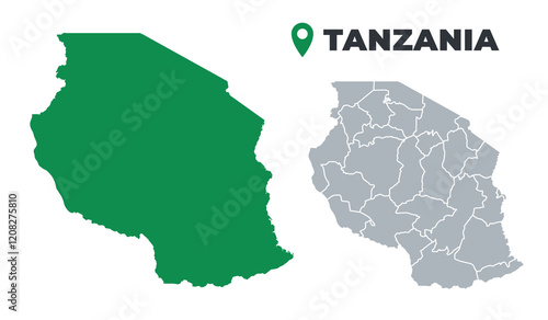 Tanzania map simple flat outline vector set