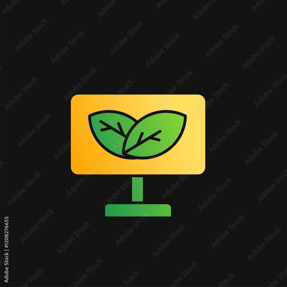 Computer from recycle materials and leaf icon solid gradient, free energy, ecology, renewable and green energy concept. Gradient Solid icon. Computer from recycle materials and leaf icon solid gradient, free energy, ecology, renewable and green energy concept. Gradient Solid icon.