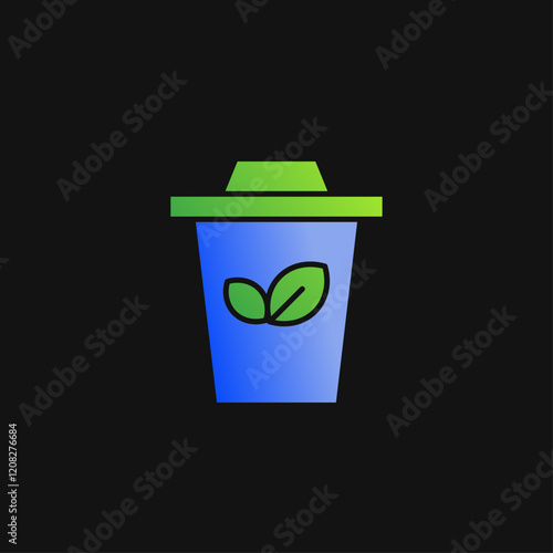 Trash can and leaf icon solid gradient, free energy, ecology, renewable and green energy concept. Gradient Solid icon.