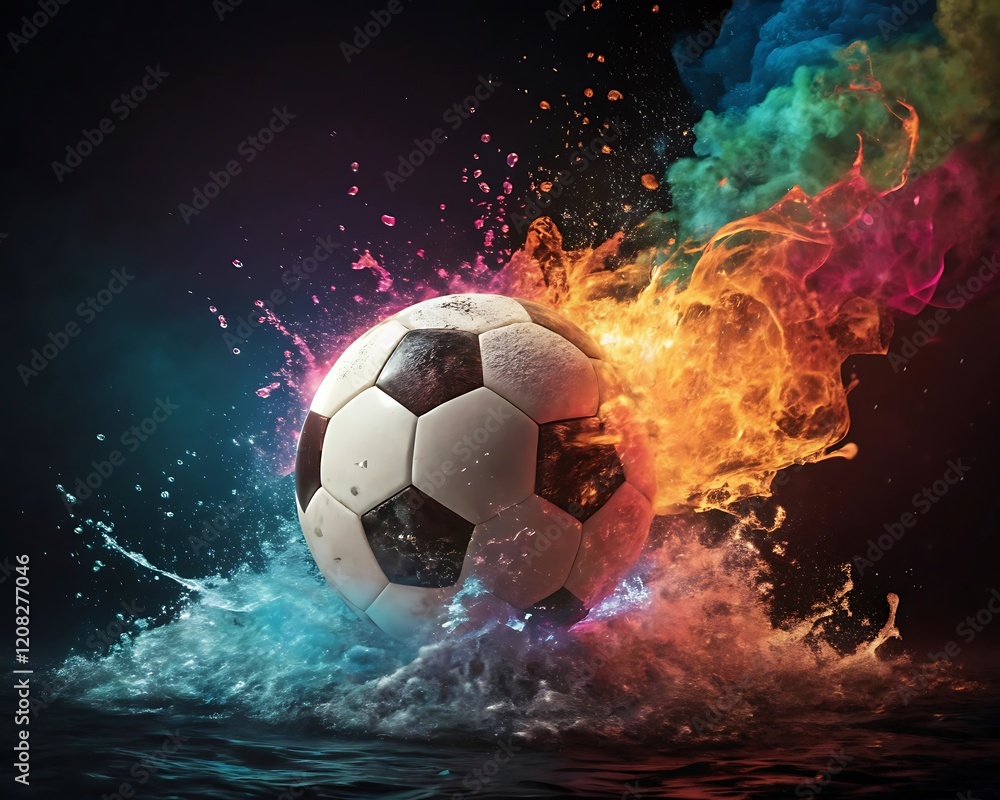 Naklejka premium soccer ball with fire