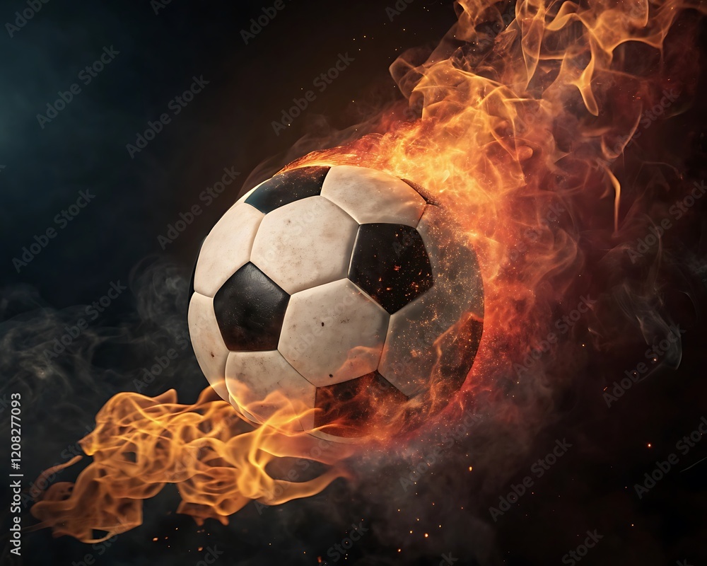 Fototapeta premium burning soccer ball