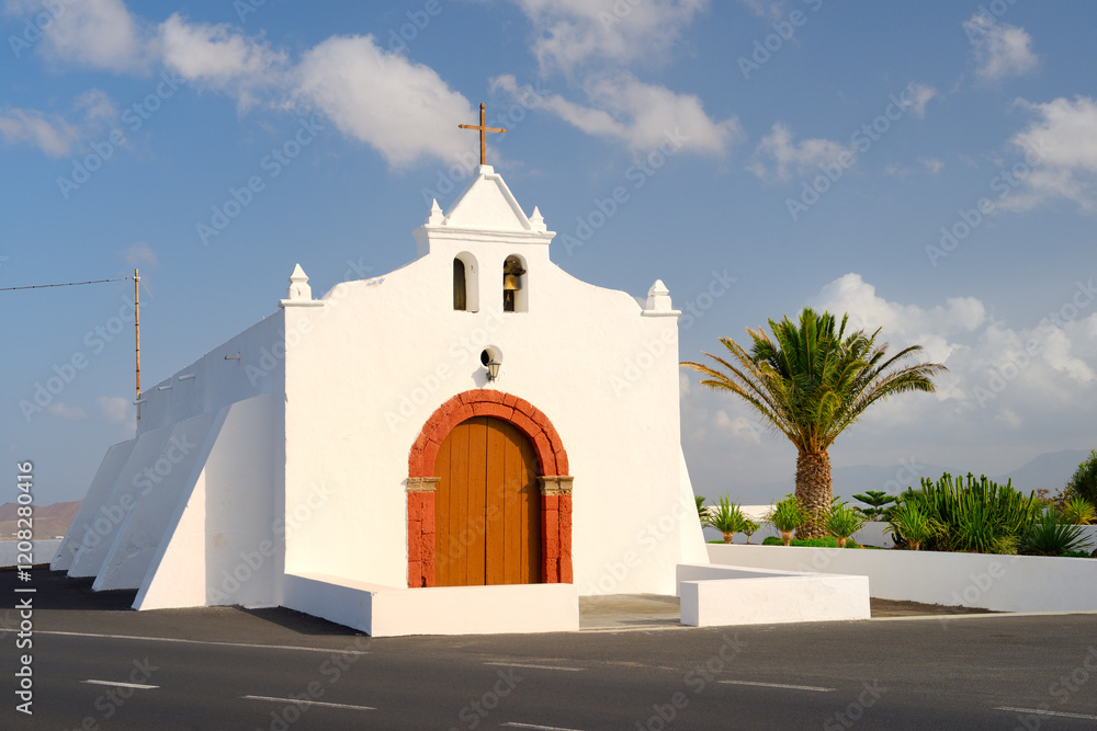 Christian church of Nuestra Senora del Socorro in village of Tiagua, Teguise, Lanzarote, Canary Islands, Spain