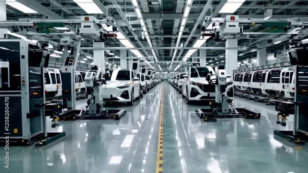 state-of-the-art car factory robots assembling vehicles or automotive manufacturing automation or high-tech assembly line state-of-the-art car factory robots assembling vehicles or automotive manufacturing automation or high-tech assembly line