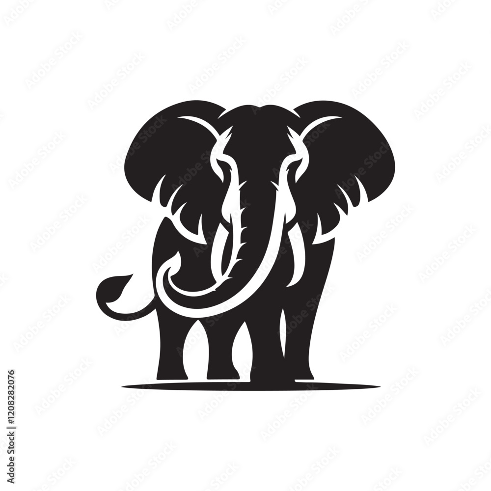 Obraz premium Black Color Elephant silhouette design Vector Illustration, Solid White Background (23).eps