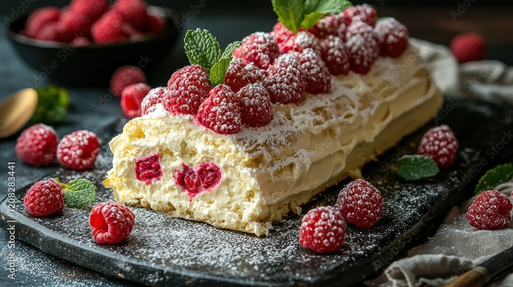 Delicious Raspberry and Cream Cake Roll Delicious Raspberry and Cream Cake Roll