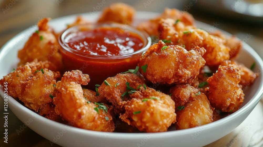 Crispy fried shrimp with spicy marinara sauce Crispy fried shrimp with spicy marinara sauce