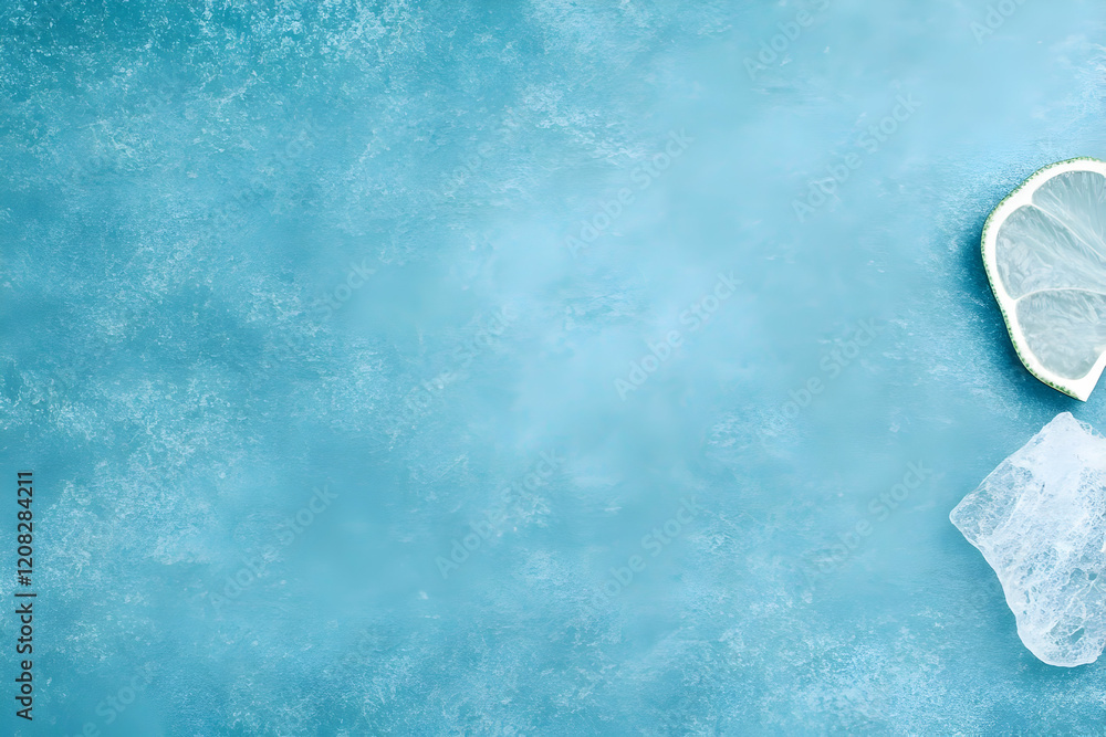 Fototapeta premium Cool Blue Abstract Background with Ice and Lime