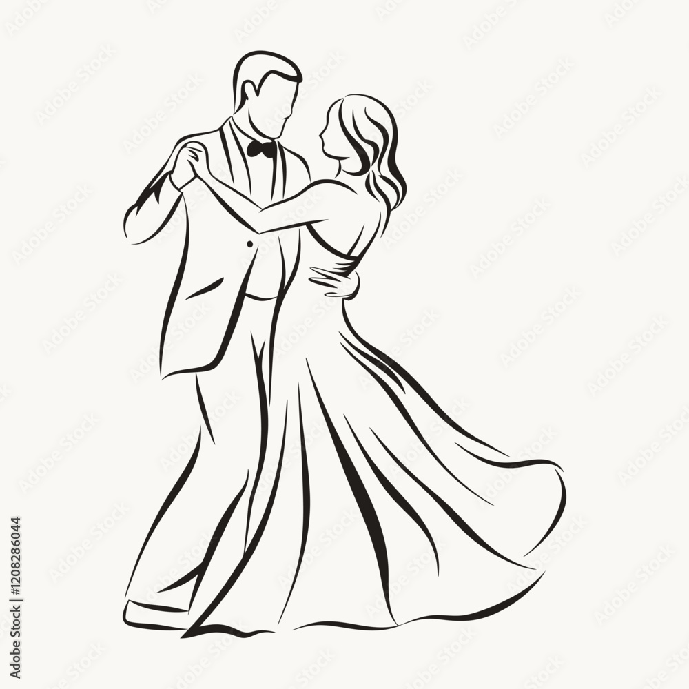 A couple in formal attire dancing closely A couple in formal attire dancing closely