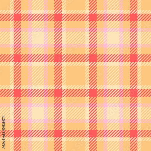 Up texture background vector, holiday tartan plaid check. Good pattern fabric seamless textile in orange and moccasin colors.