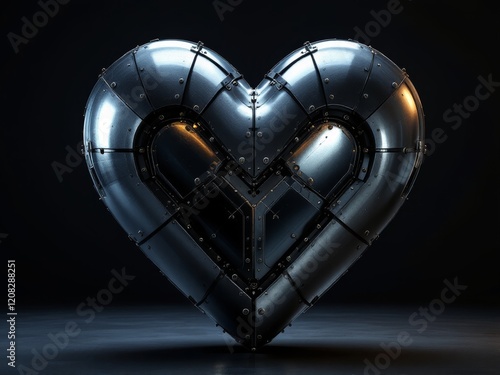 Wallpaper Mural Still life of a metallic heart with rivets on a dark surface under studio light Torontodigital.ca