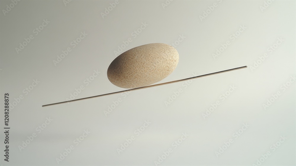 Floating Egg Balancing on a Thin Rod in Minimalist Setting Floating Egg Balancing on a Thin Rod in Minimalist Setting