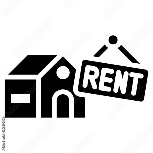 Minimalist Glyph House for Rent Icon