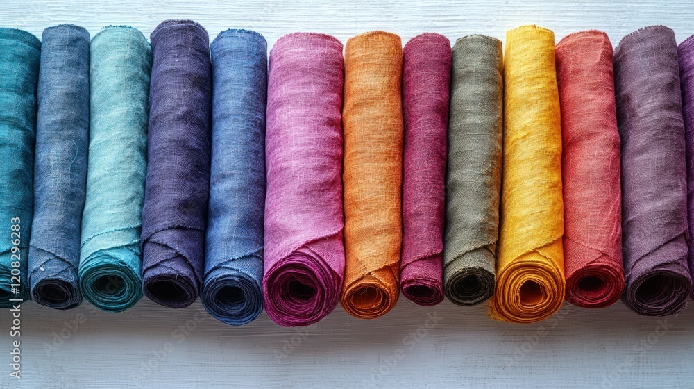 Vibrant Rainbow Colored Linen Fabric Rolls Vibrant Rainbow Colored Linen Fabric Rolls