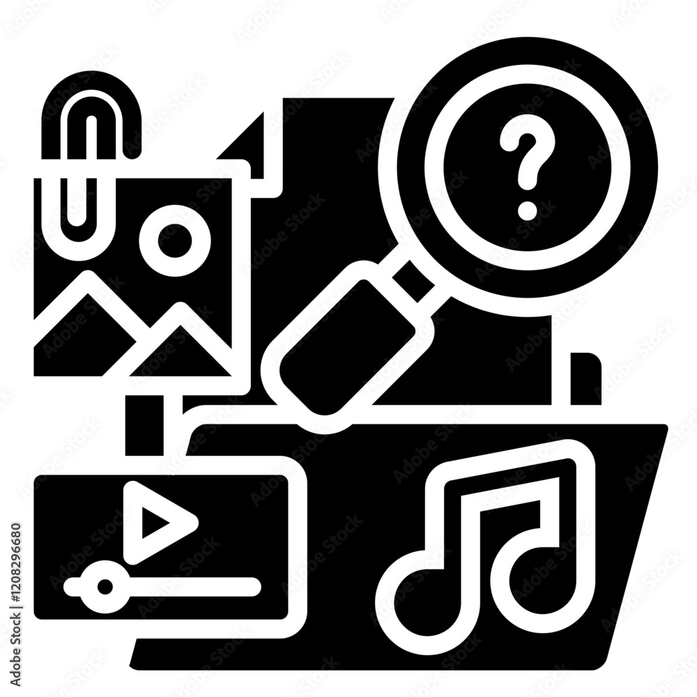 File and Media Searching File Media and Sharing Glyph Black Fill Vector Icon File and Media Searching File Media and Sharing Glyph Black Fill Vector Icon
