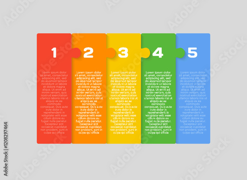 Five piece line infographic jigsaw puzzle process