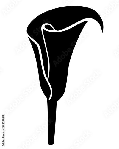 Flower, calla inflorescence - vector silhouette for logo or pictogram. Calla - trapical plant flower for icon or sign	