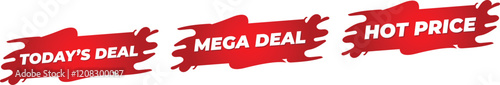 Discount tags Today's Deal, Mega Deal, Hot Price, tags design illustration