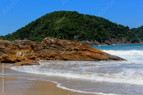 rocky shore, stony beach, boulders by the sea