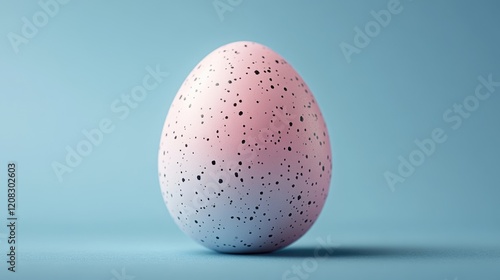 Pastel colored easter egg on blue background for holiday decoration and design