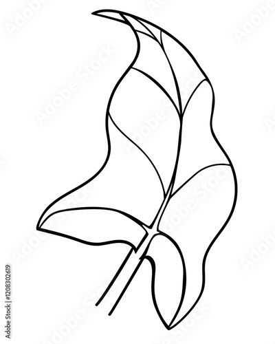 Leaf, calla - vector coloring picture, for logo or pictogram. Outline. Leaf Calla - trapical plant for coloring, icon or sign	 photo