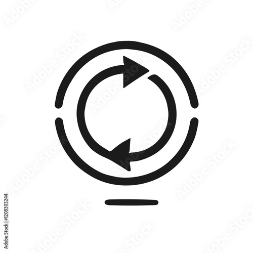Circular arrow icon with dual arrows, symbolizing renewal and recycling.