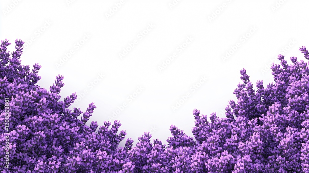 Beautiful Lavender Flower Border Plant Background - Wide Angle View Beautiful Lavender Flower Border Plant Background - Wide Angle View