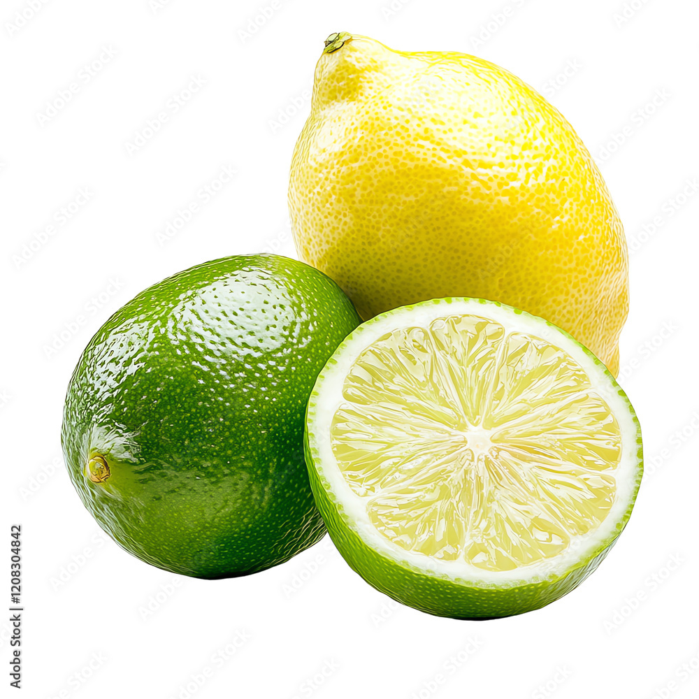 Fresh lemons and limes are displayed together, showcasing their vibrant colors