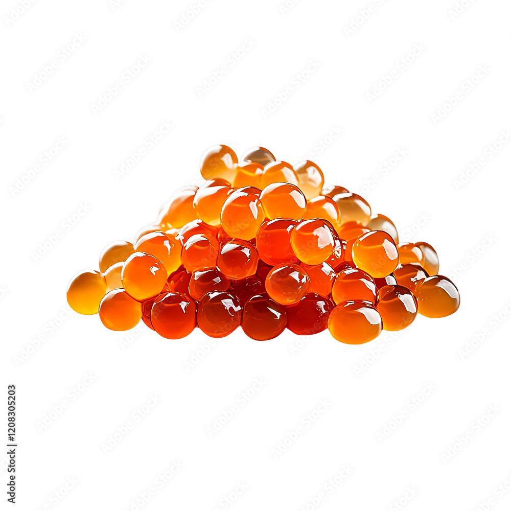 A vibrant pile of glossy orange fish roe that showcases their rich texture and color, ideal for culinary presentations and gourmet dishes, highlighting freshness and quality. A vibrant pile of glossy orange fish roe that showcases their rich texture and color, ideal for culinary presentations and gourmet dishes, highlighting freshness and quality.