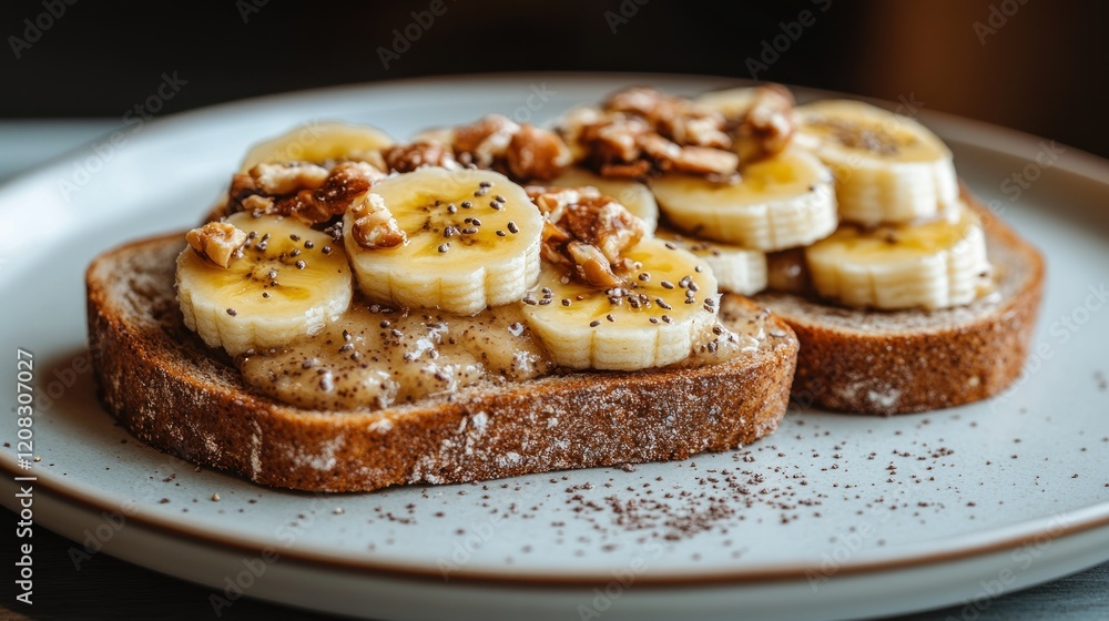 Delicious Banana Toast with Nuts and Seeds Delicious Banana Toast with Nuts and Seeds