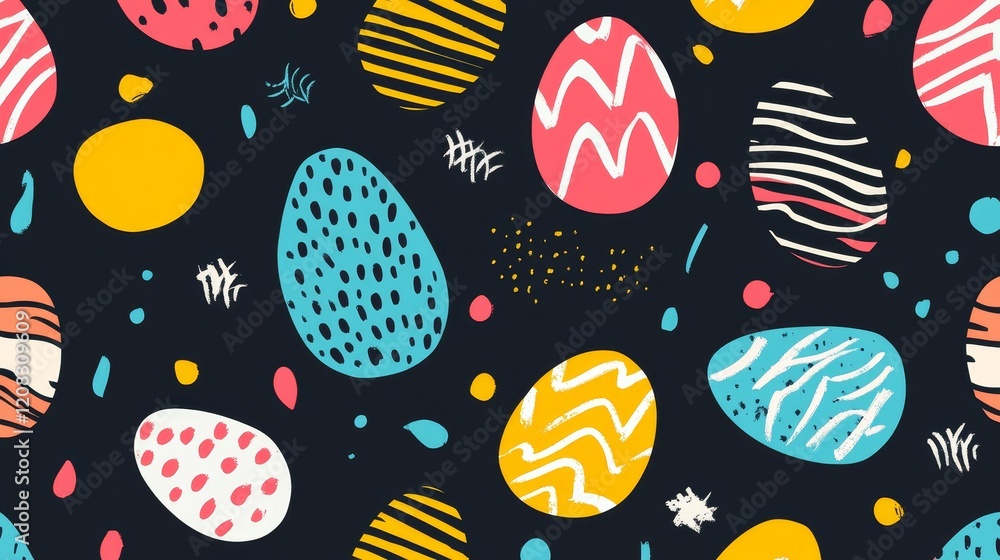 Bold memphis style colorful easter pattern Bold memphis style colorful easter pattern