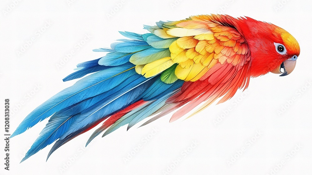 Obraz premium Vibrant Budgerigar on White Background with Perfect Detail and Clarity
