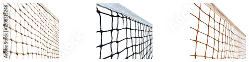 Tennis net isolated on transparent background, PNG die-cut, Set of