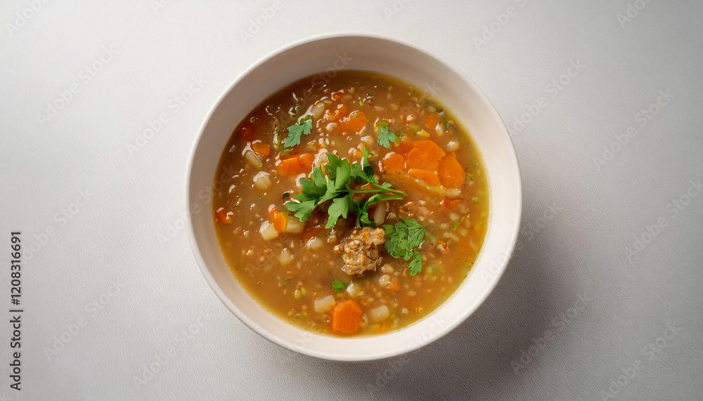 A comforting bowl of lentil soup with carrots, celery, and onions, garnished with fresh parsley, served in a white bowl. Perfect for cozy meals, wellness recipes, or wholesome food visuals A comforting bowl of lentil soup with carrots, celery, and onions, garnished with fresh parsley, served in a white bowl. Perfect for cozy meals, wellness recipes, or wholesome food visuals