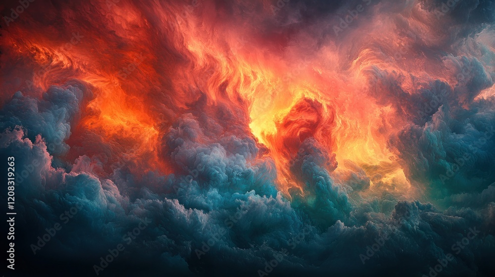 Fiery, swirling cloudscape, dramatic sky, celestial backdrop Fiery, swirling cloudscape, dramatic sky, celestial backdrop