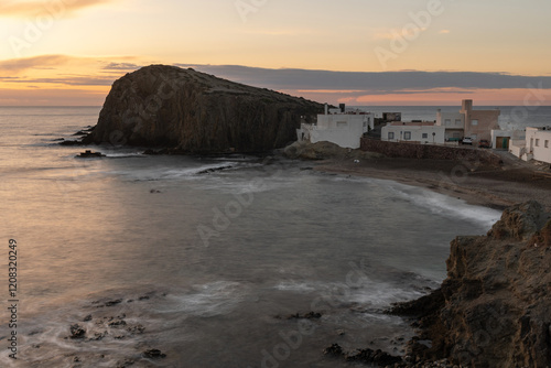 Sunrise in the Cabo de Gata-Níjar Maritime-Terrestrial Natural Park. Isleta del Moro, Almeria