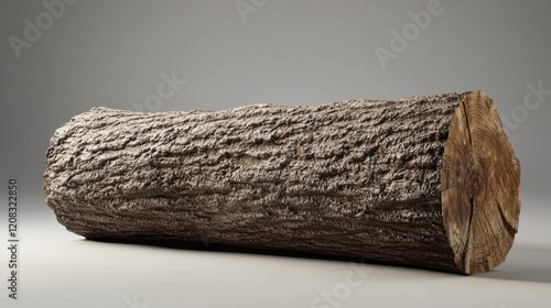 Large tree log on plain background displaying detailed bark texture photo