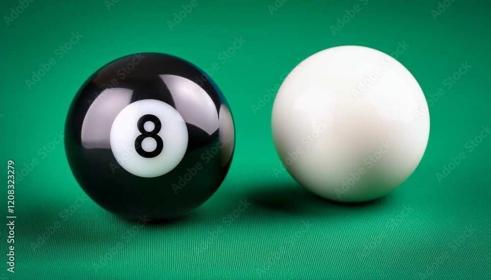 pool ball number eight and the cue ball