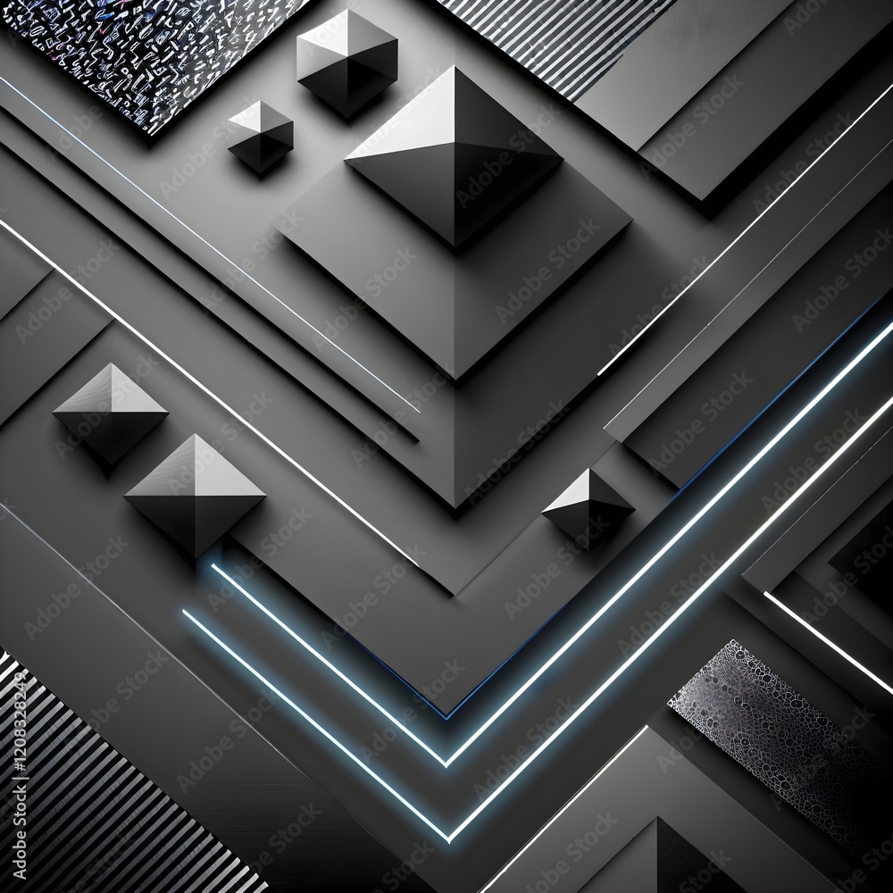 Obraz premium Futuristic Abstract Pyramid Background with Neon Geometric Lines