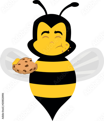 vector illustration character bee insect cartoon eating food bakery cookie chocolate chips