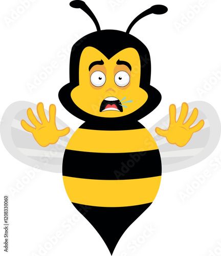 vector illustration character bee insect cartoon, with an expression of scare and horror