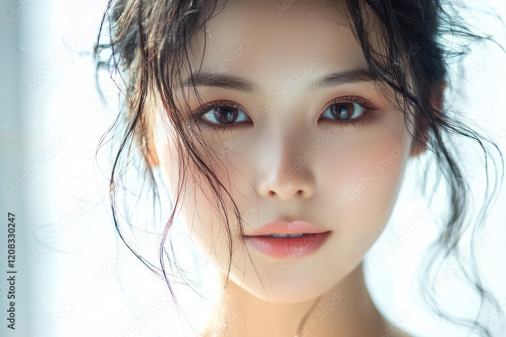 a Chinese woman, 40 years old, portrait, half body, beautiful, white background a Chinese woman, 40 years old, portrait, half body, beautiful, white background